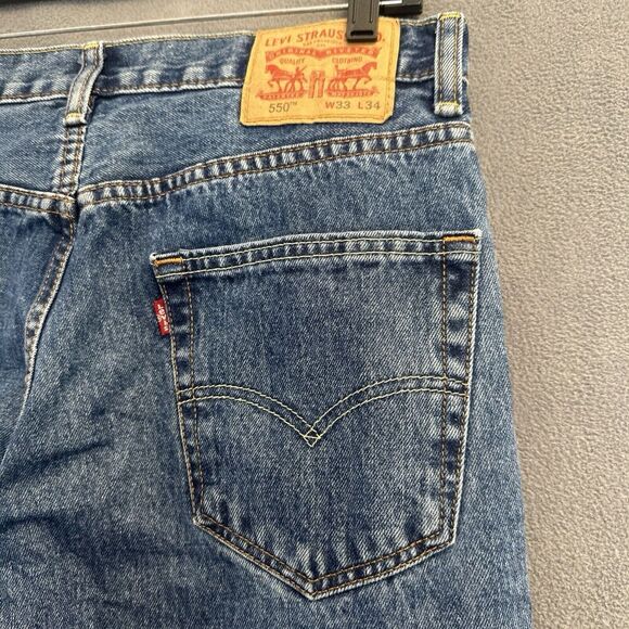 Levis 550 Relaxed Straight Jeans Mid Rise Medium Wash Mens 33x34 Actual 32x32 - Picture 5 of 10